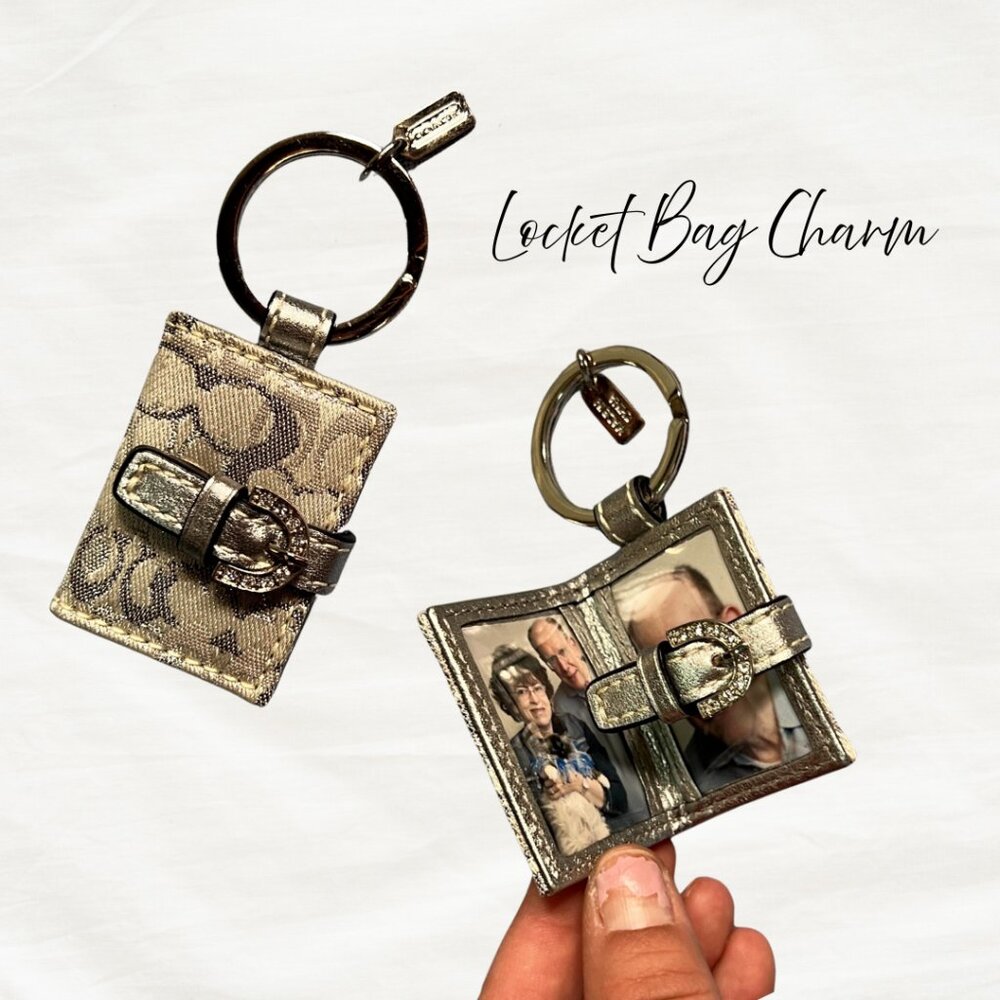 Coach Locket Keychain | Signature Canvas Mini Photo Frame Bag Charm